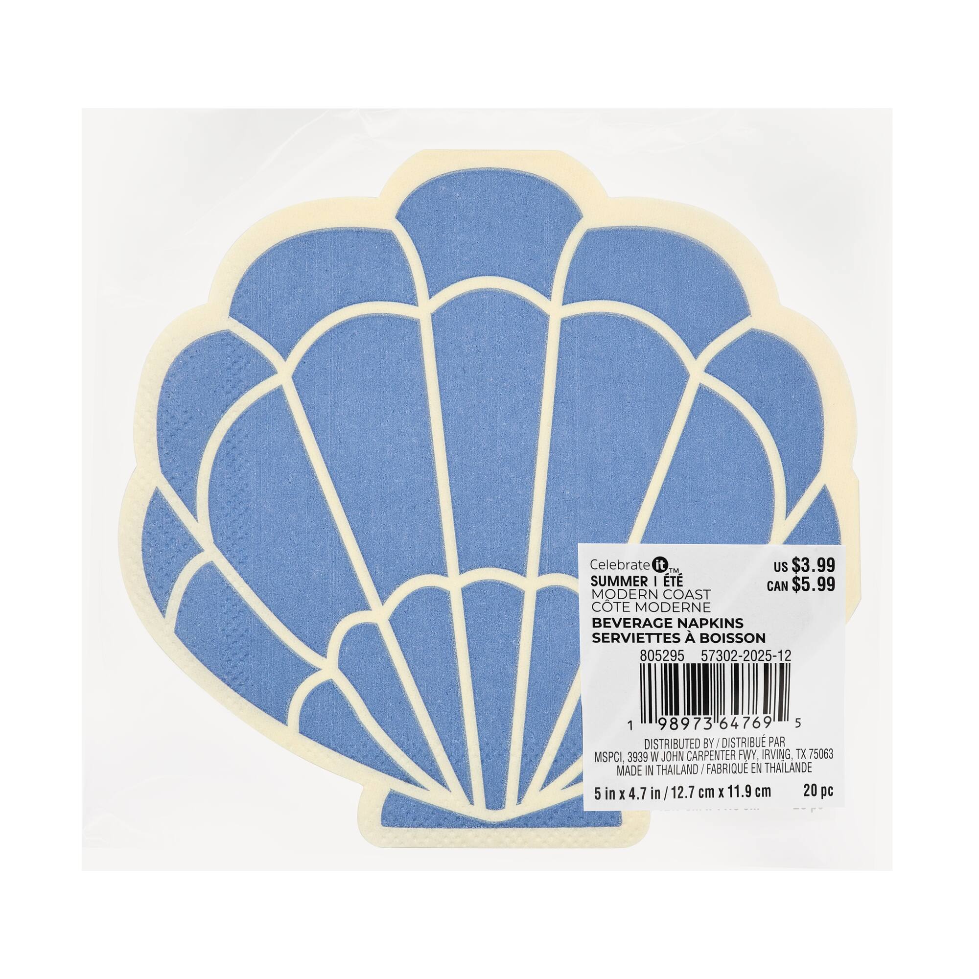 Modern Coast Seashell Shaped Beverage Napkins, 20ct. by Celebrate It™